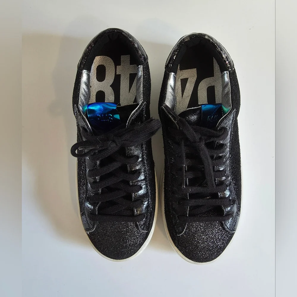 P448 John Black Glitter Sneakers Size 36
